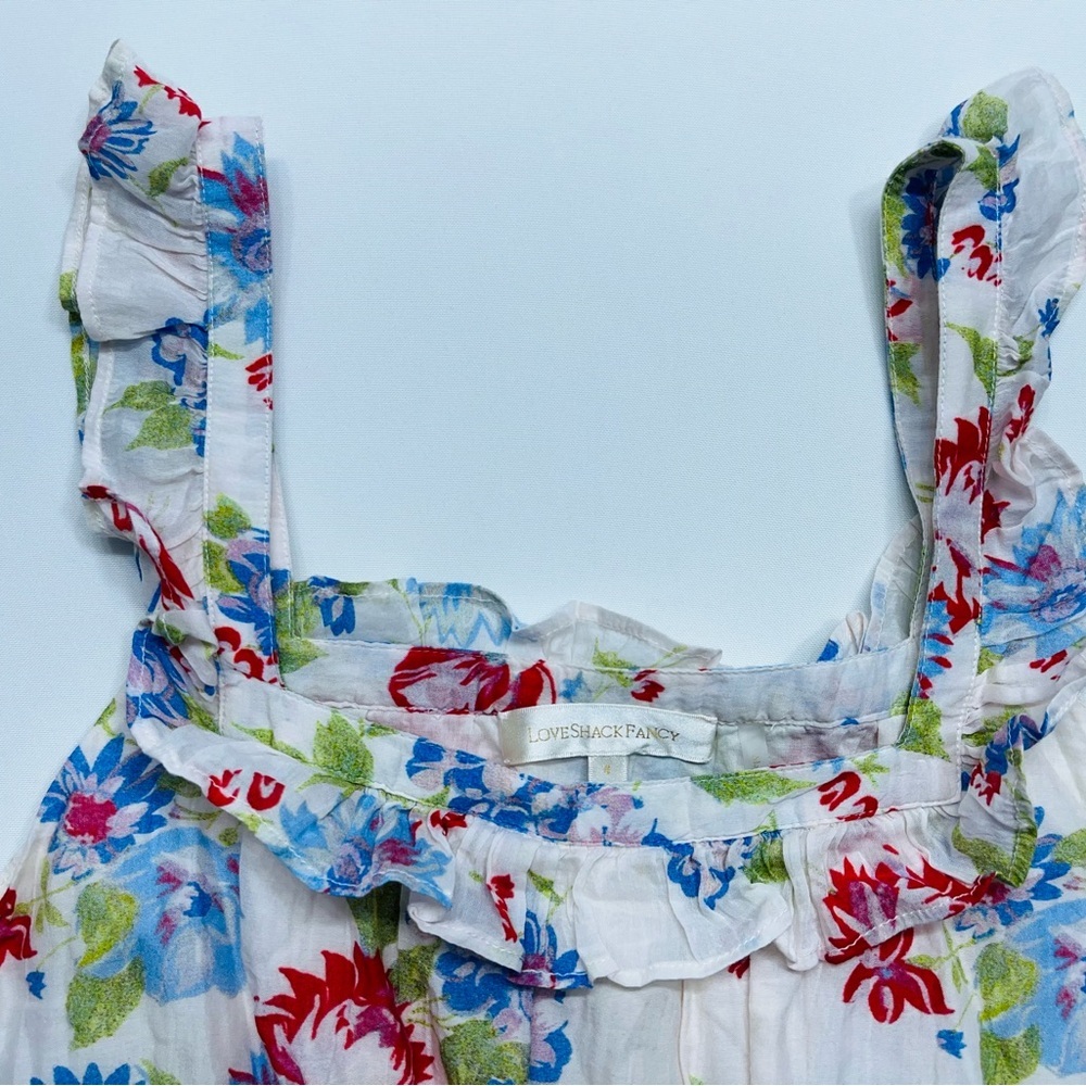 Love Shack Fancy Weslan Midi Dress Cherry Skies Womens Size 4 Lined Cotton Silk - Picture 6 of 15